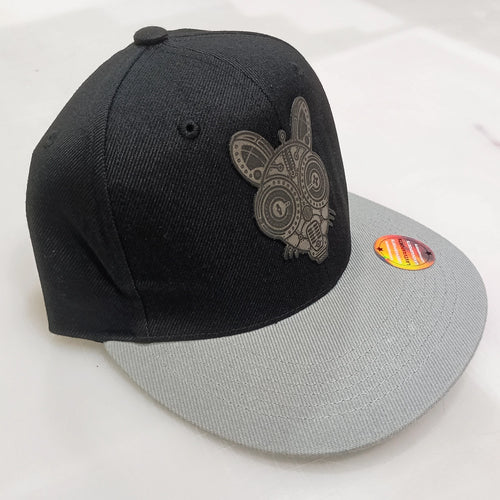 Atomic Squeaks Hip-Hop Hat – Laser Engraved Leatherette Patch | Black or Black/Grey image 1