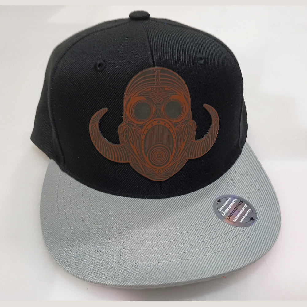 Horned Mask Hip-Hop Hat – Laser Engraved Leatherette Patch | Black or Black/Grey image 8