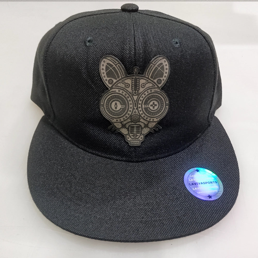 Atomic Squeaks Hip-Hop Hat – Laser Engraved Leatherette Patch | Black or Black/Grey image 2
