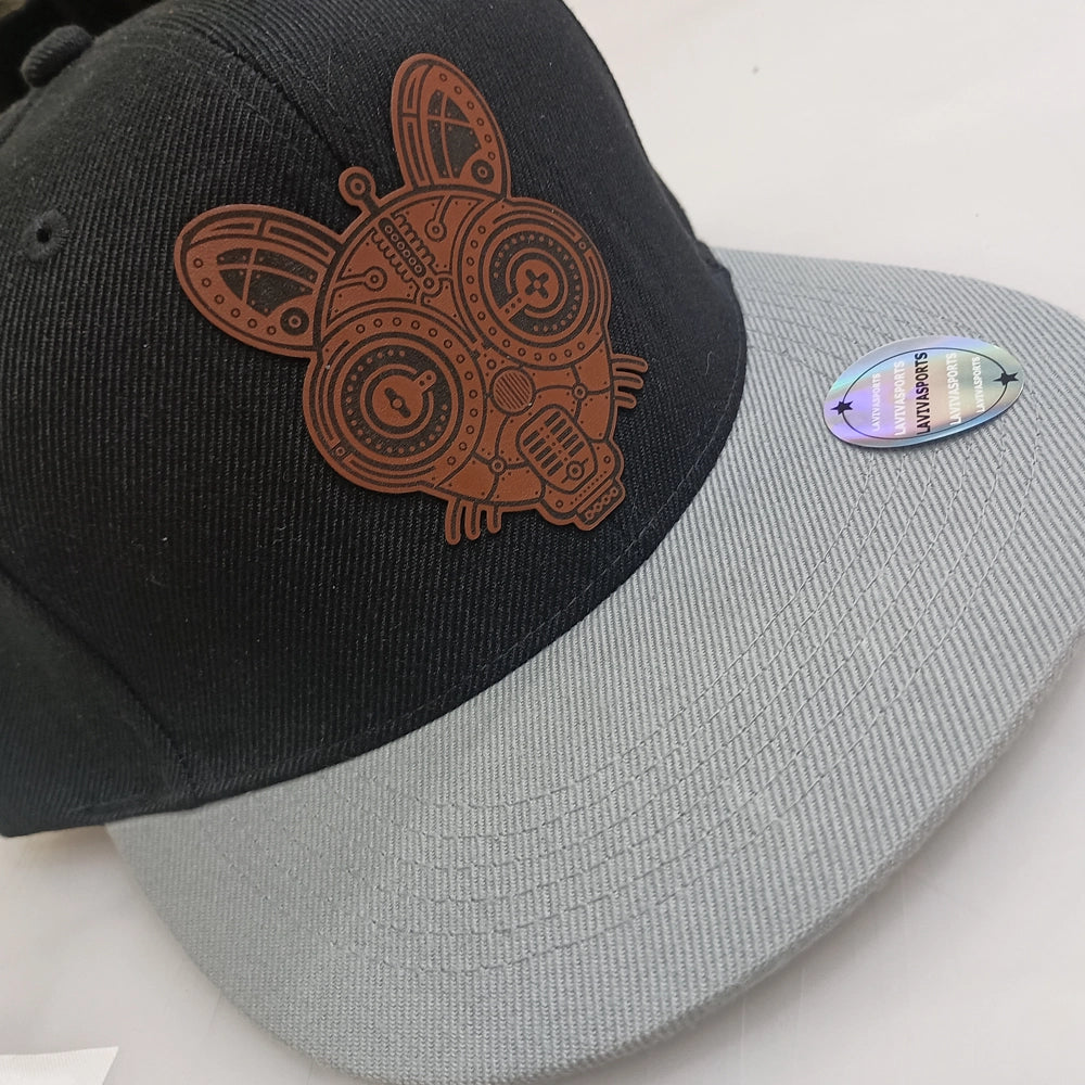 Atomic Squeaks Hip-Hop Hat – Laser Engraved Leatherette Patch | Black or Black/Grey image 0