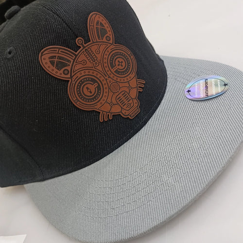 Atomic Squeaks Hip-Hop Hat – Laser Engraved Leatherette Patch | Black or Black/Grey image 0