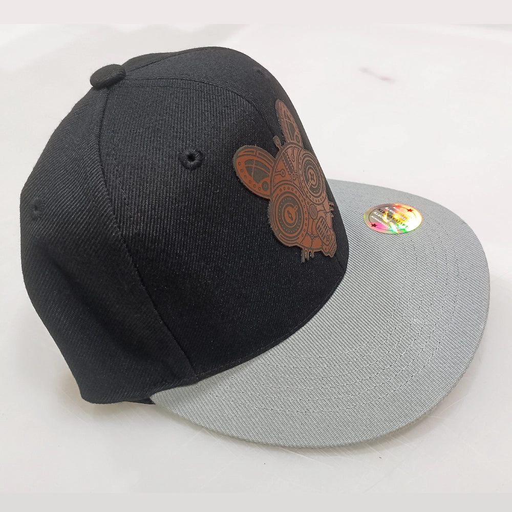 Atomic Squeaks Hip-Hop Hat – Laser Engraved Leatherette Patch | Black or Black/Grey image 7