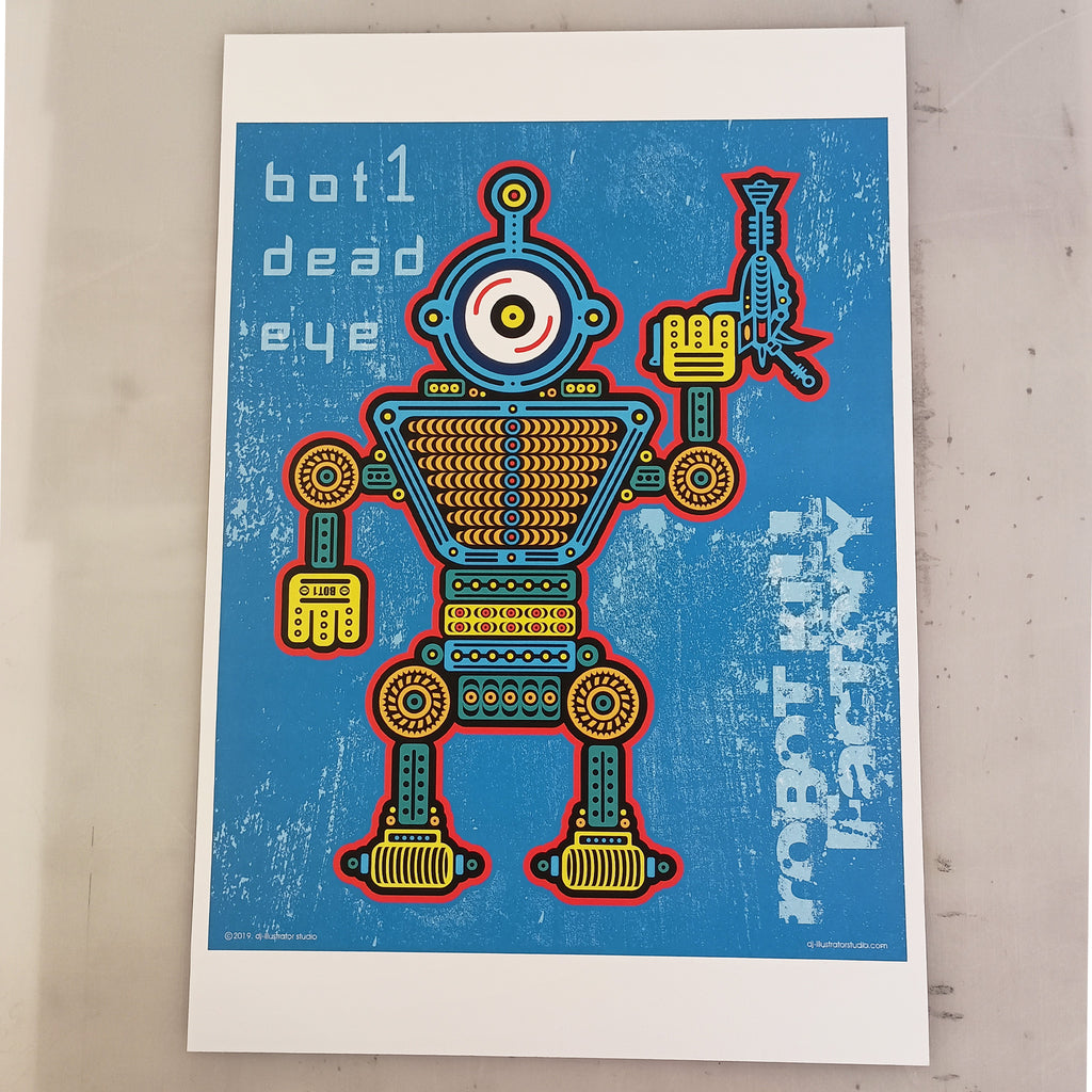 Bot1: Dead Eye – Original Art Print by David Peche | 13" x 19"