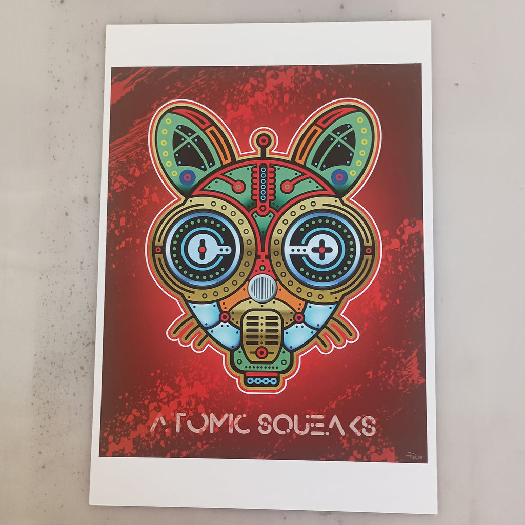 Bot5: Atomic Squeaks – Original Art Print by David Peche | 13" × 19"