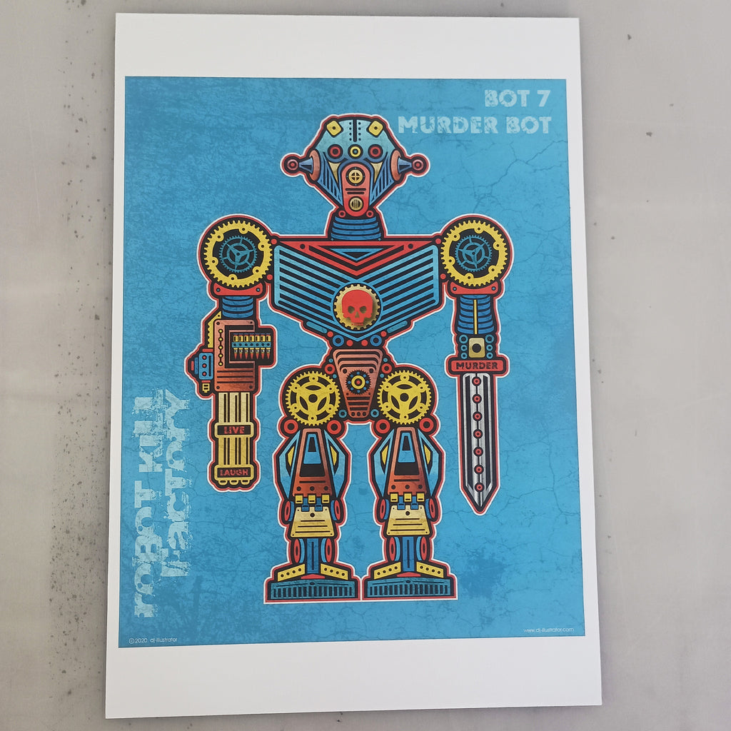 Bot7: Murder Bot – Original Art Print by David Peche | 13" × 19"