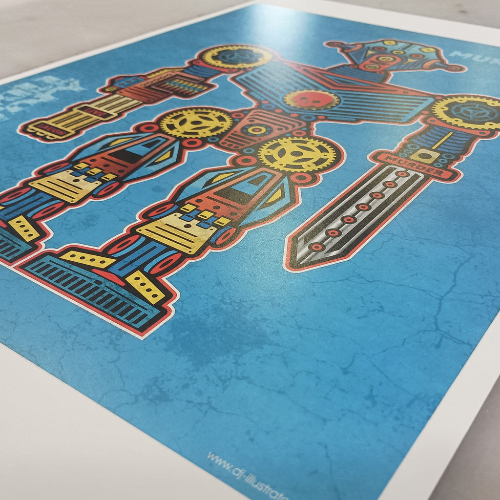 Bot7: Murder Bot – Original Art Print by David Peche | 13" × 19"