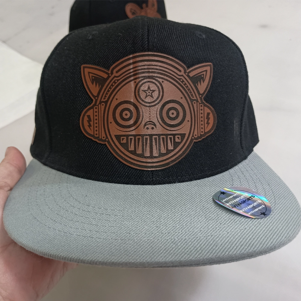 Boogie Bot Hip-Hop Hat – Laser Engraved Leatherette Patch | Black or Black/Grey image 2
