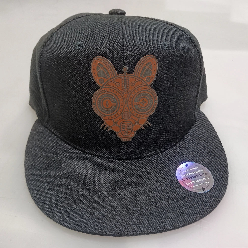Atomic Squeaks Hip-Hop Hat – Laser Engraved Leatherette Patch | Black or Black/Grey image 6