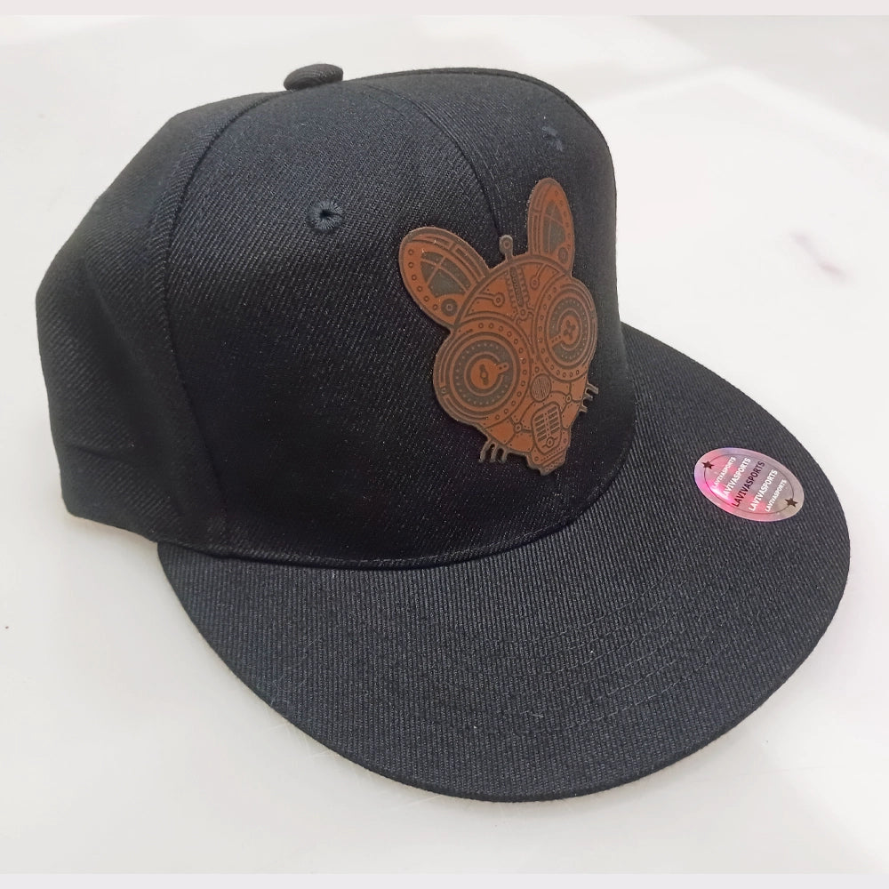 Atomic Squeaks Hip-Hop Hat – Laser Engraved Leatherette Patch | Black or Black/Grey image 8