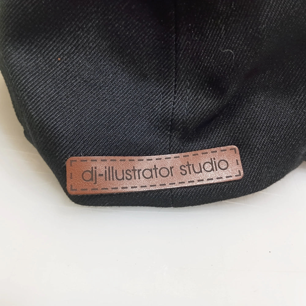 Horned Mask Hip-Hop Hat – Laser Engraved Leatherette Patch | Black or Black/Grey image 9