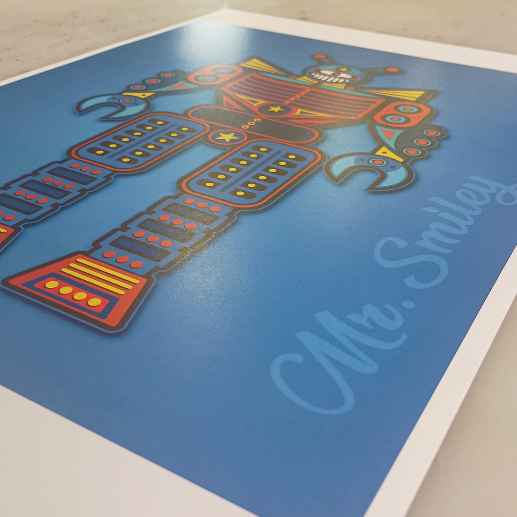 Bot4: Mr. Smiley – Original Art Print by David Peche | 13" × 19"